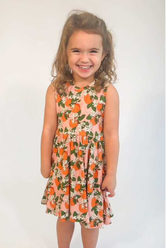 Orange Blossoms Sleeveless Dress by Goosies