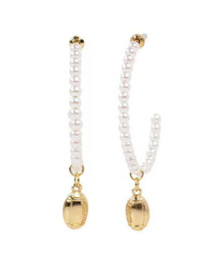 Football Pearl Hoop Earrings