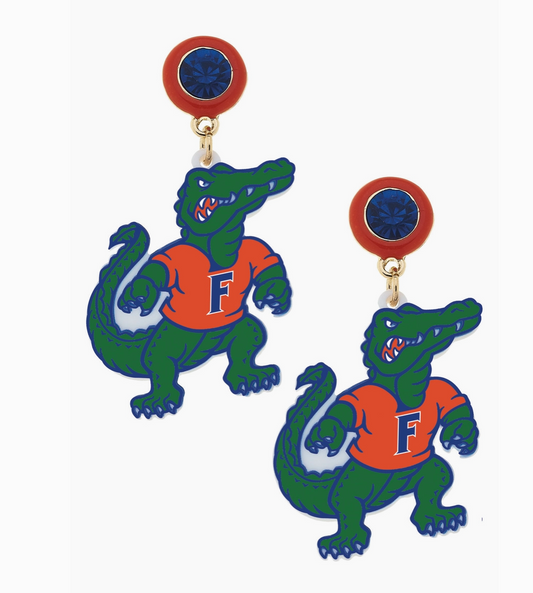Florida Albert Gator Resin Mascot Earrings