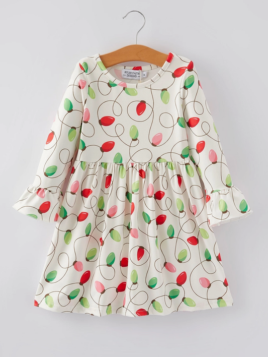 Christmas Lights Print Dress