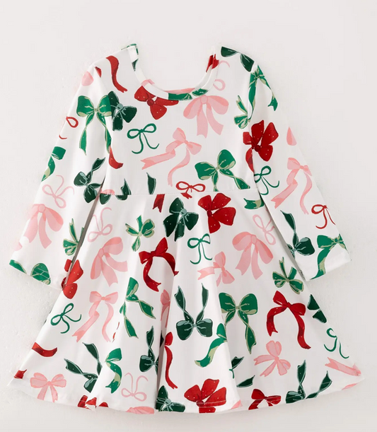 Christmas Bow Print Dress