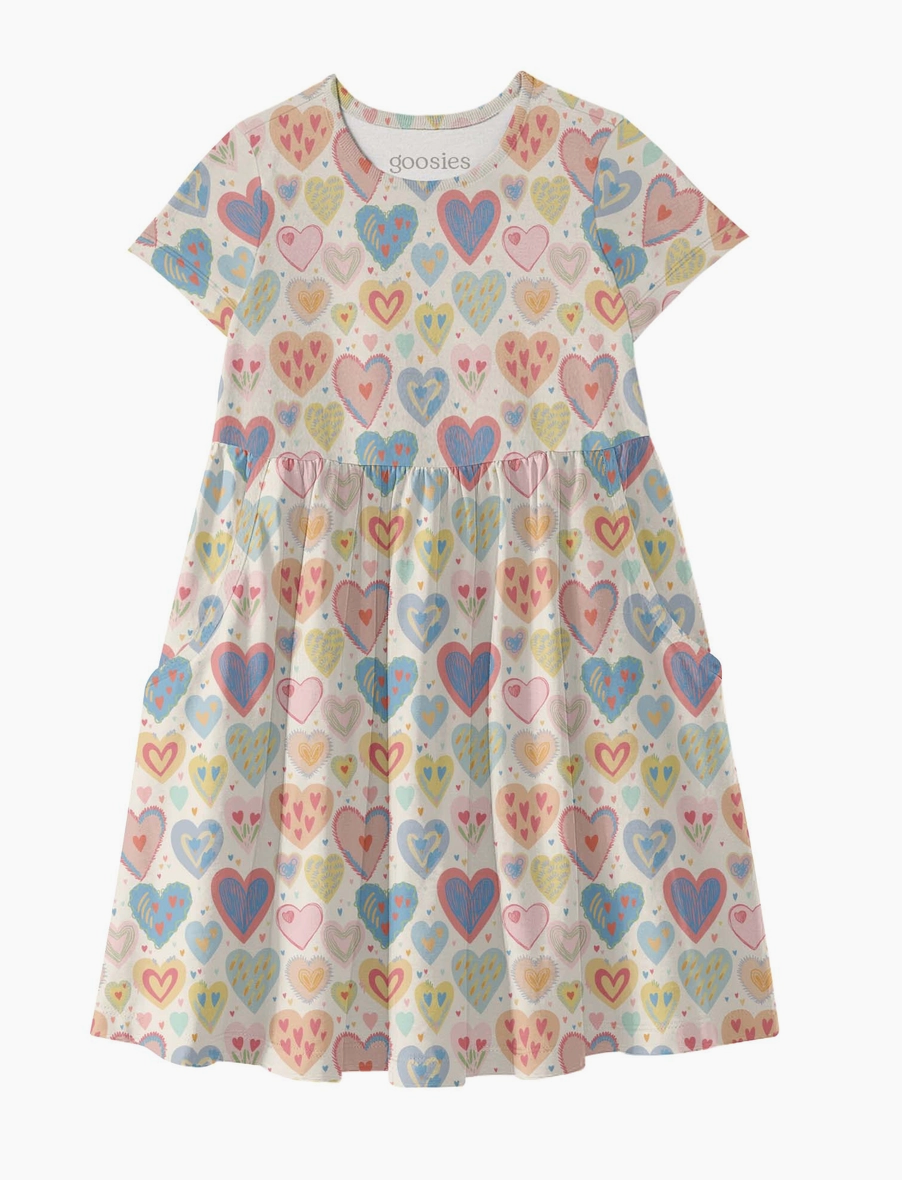 Short Sleeve Pocket Dress in Lovestruck by Goosies