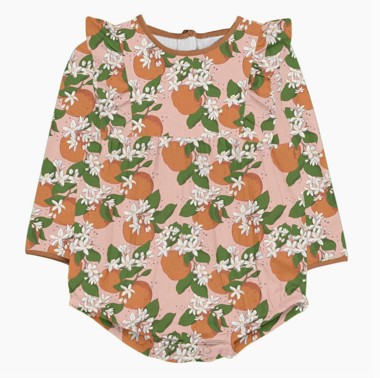 Orange Blossoms Long Sleeve Flutter Bubble by Goosies