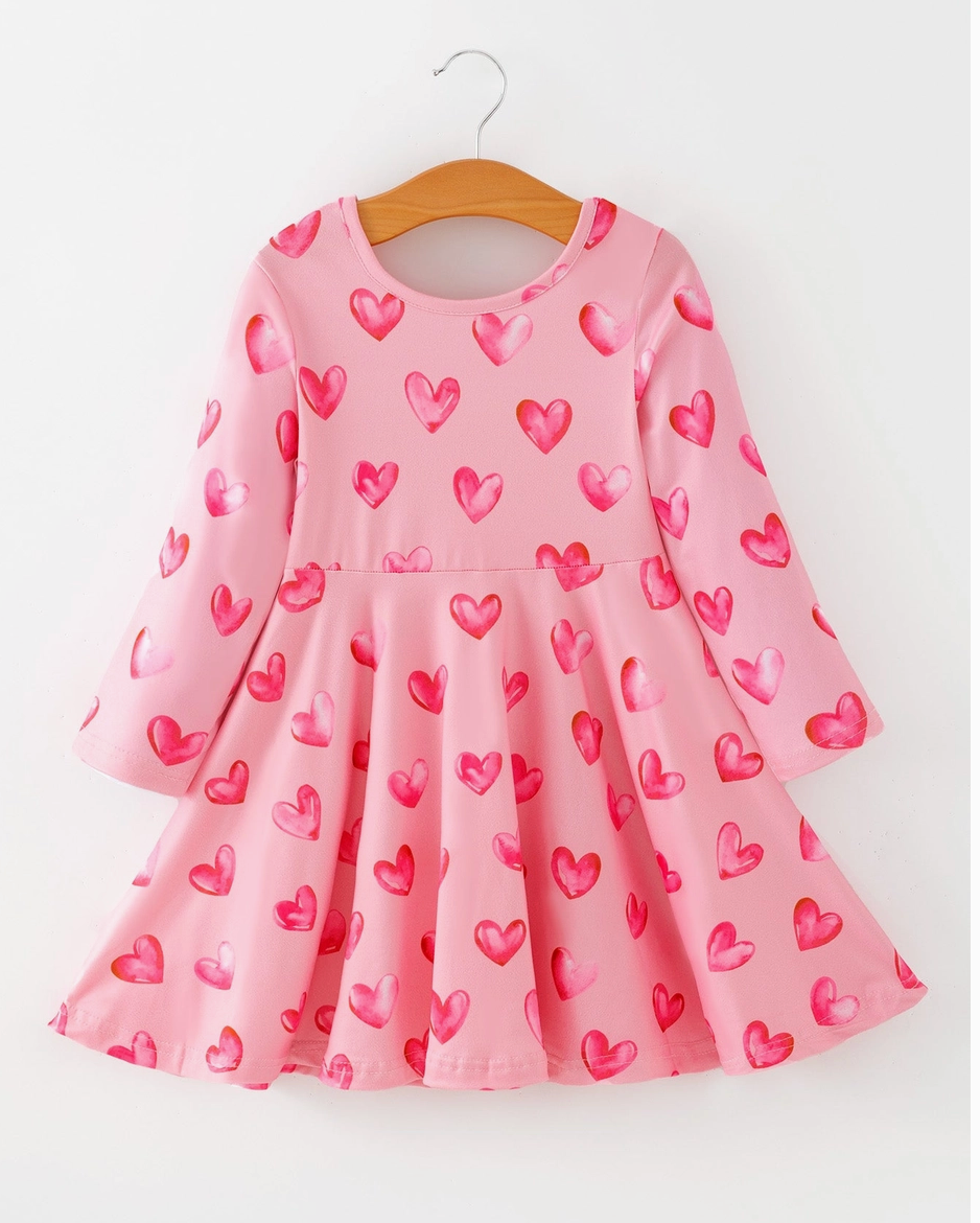 Girls Valentine Long Sleeve Party Dress