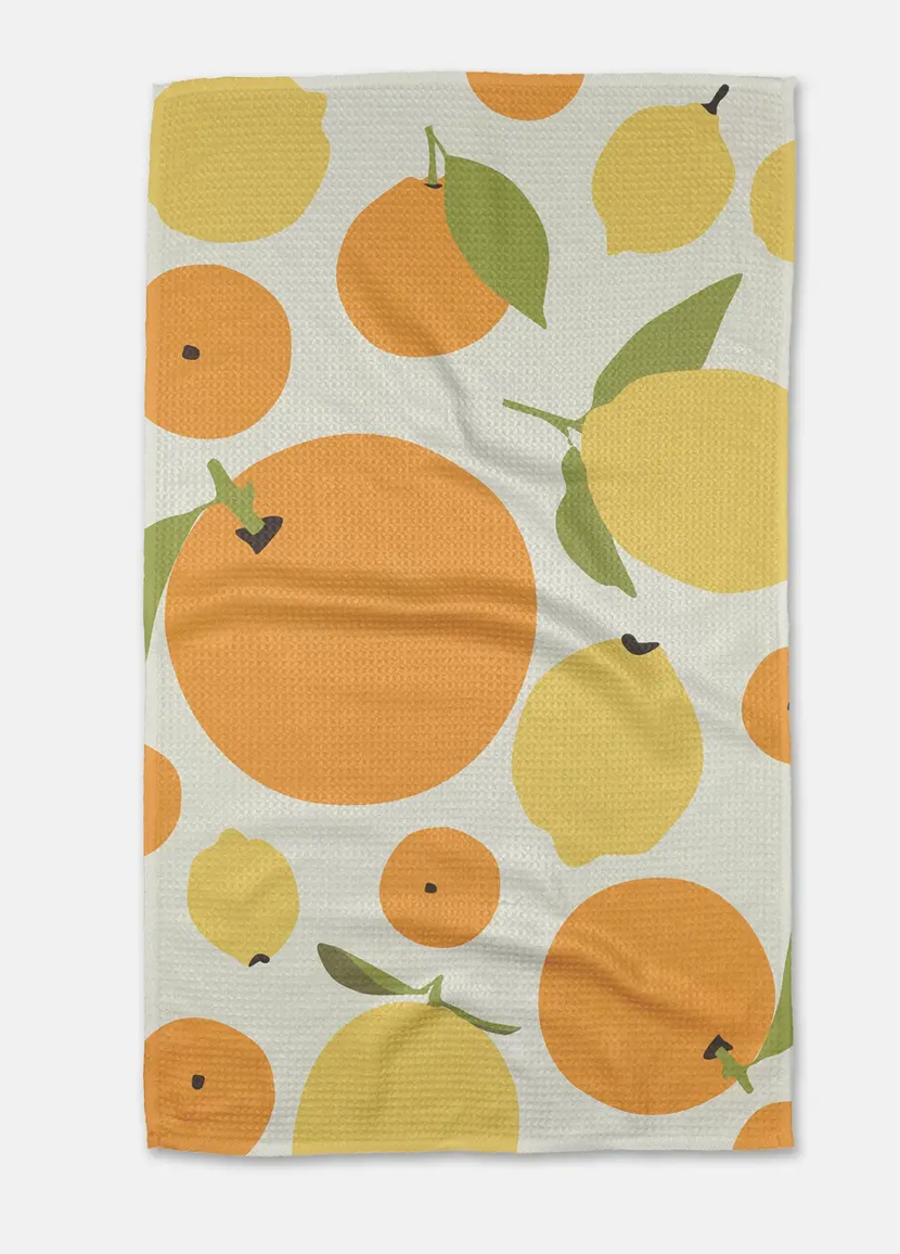 Sunny Lemons & Oranges Tea Towel by Geometry