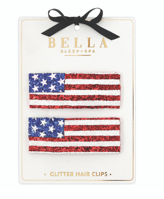 Glitter Hair Clips - Flag set of 2