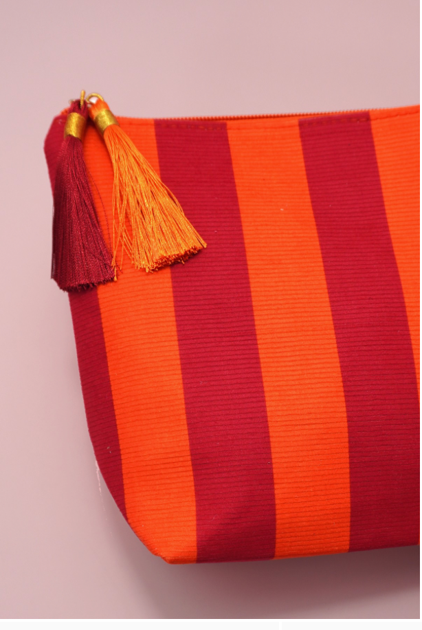 Striped Tassel Makeup Pouch with Personalization