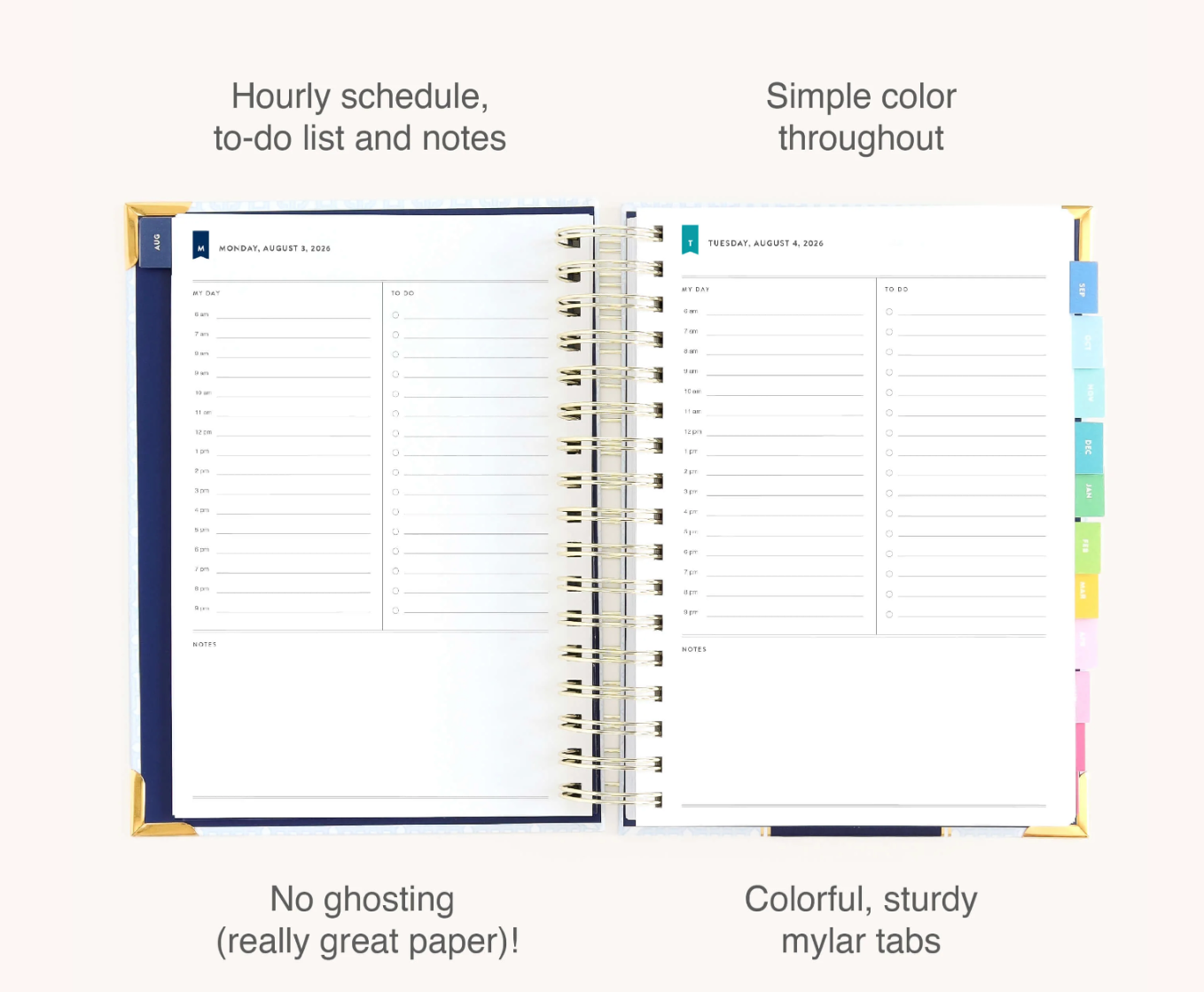 2026-2027 Spiral Daily Simplified Planner - Carolina Trellis