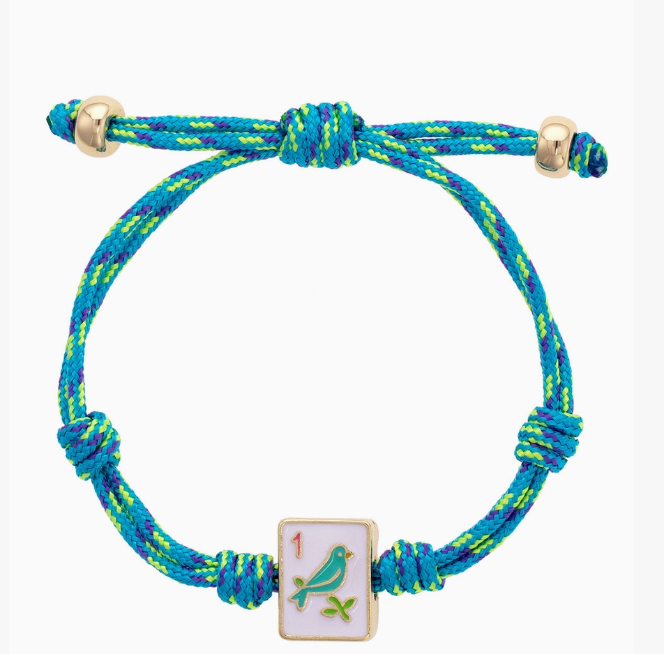 Sparrow Mahjong Tile Paracord Bracelet in Pink Multi