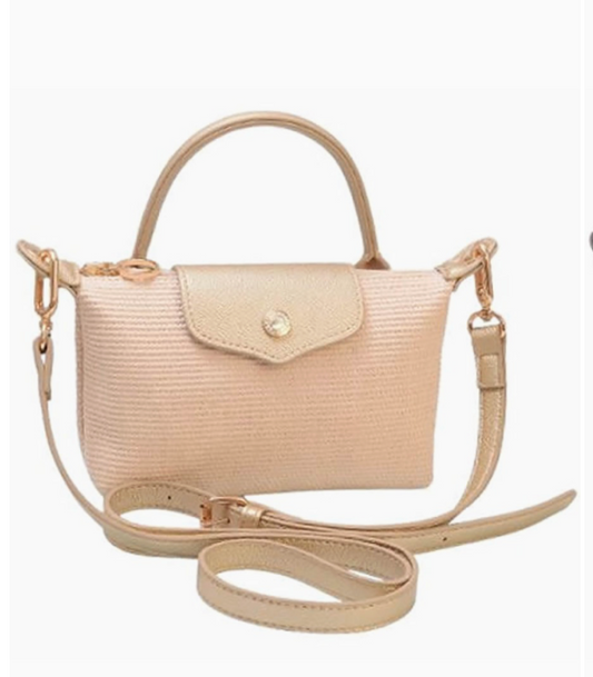 Straw Flap Crossbody Bag with Personalization