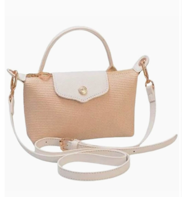 Straw Flap Crossbody Bag with Personalization