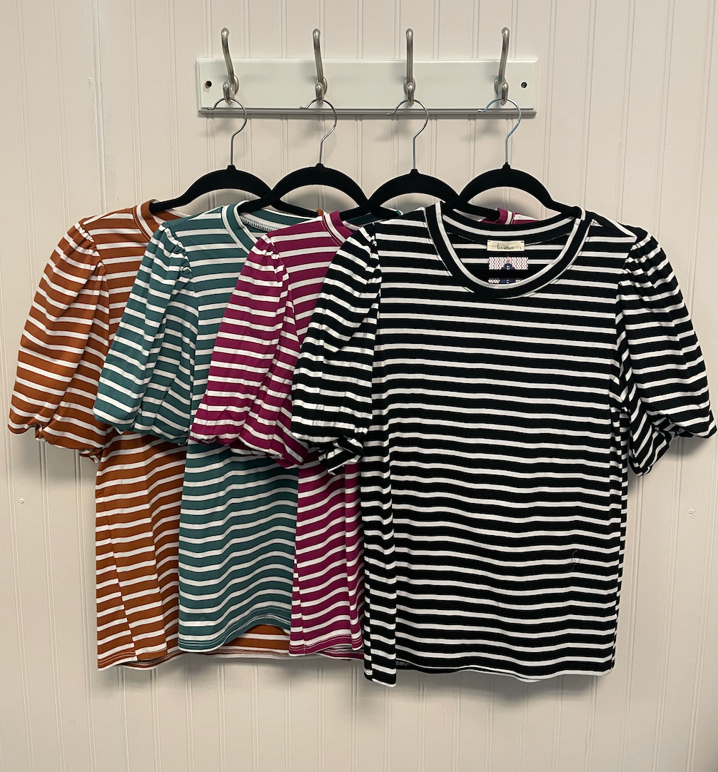 Striped Puff Sleeve Top