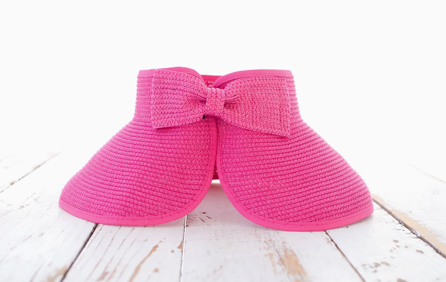 Foldable Wide Brim Bow Visor with Monogram