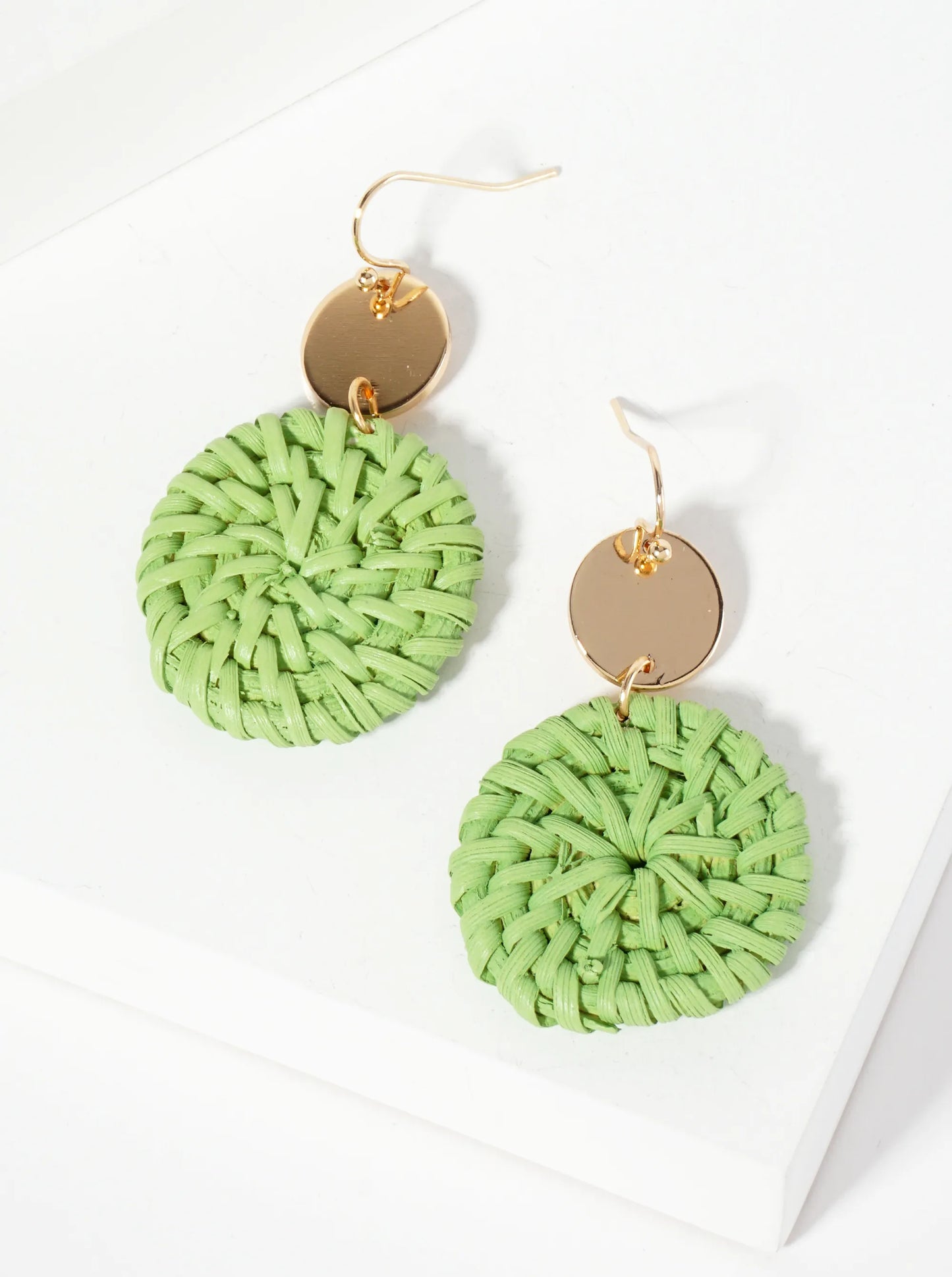 Woven Rattan Disk Earring