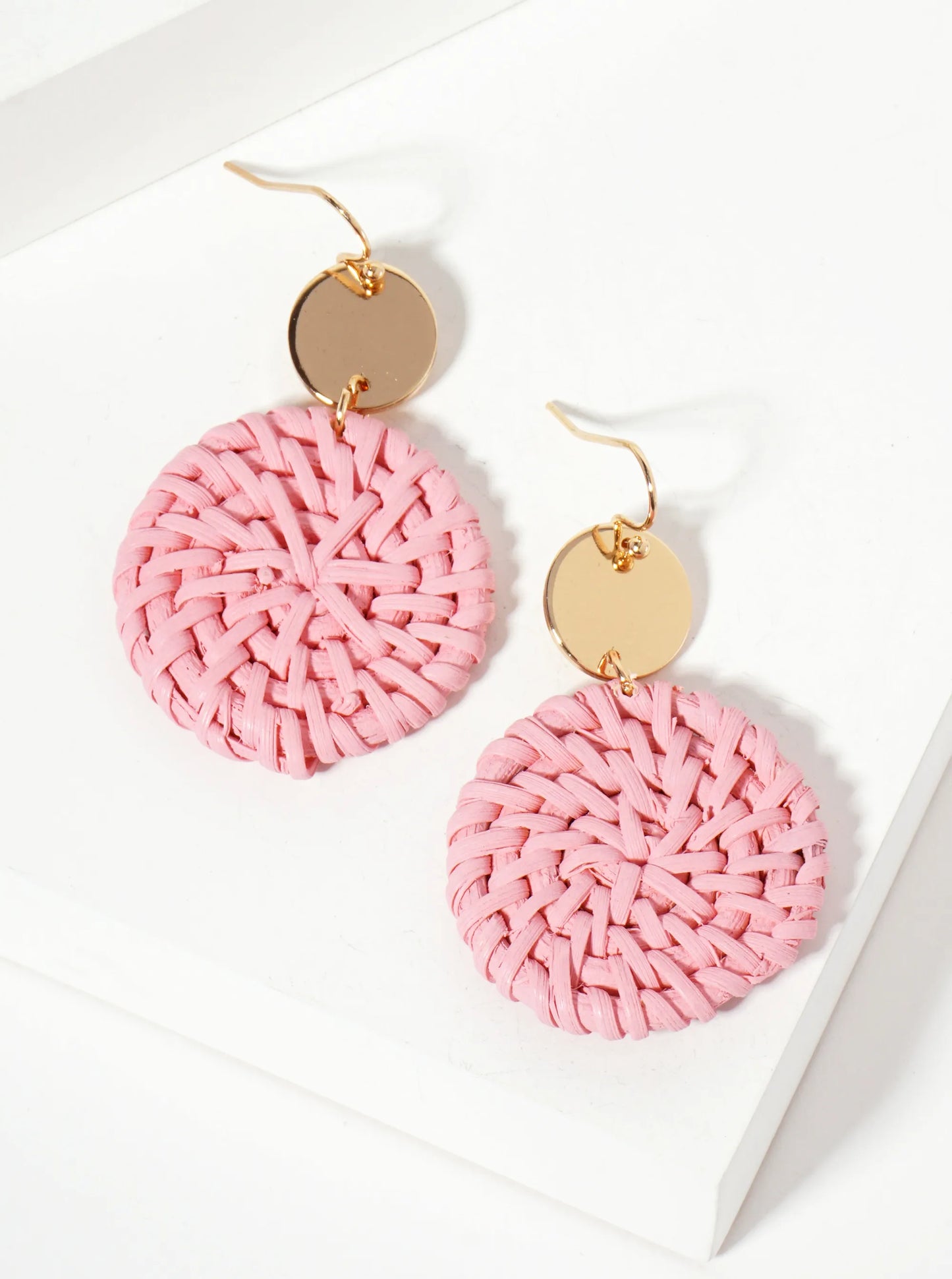 Woven Rattan Disk Earring