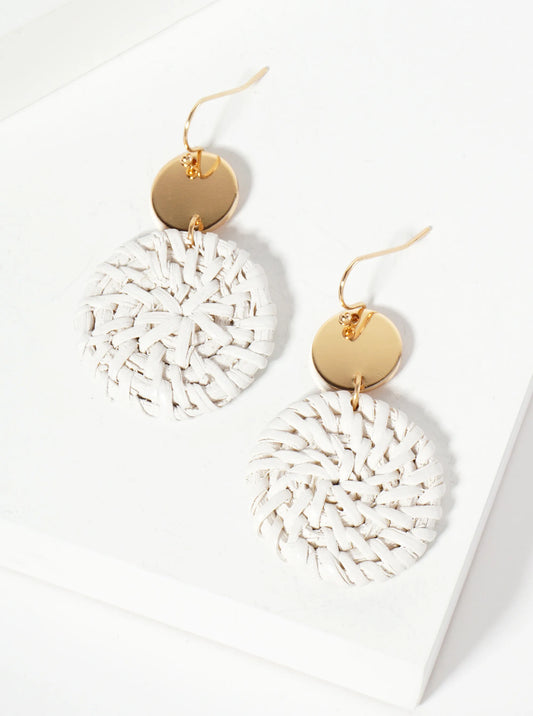 Woven Rattan Disk Earring