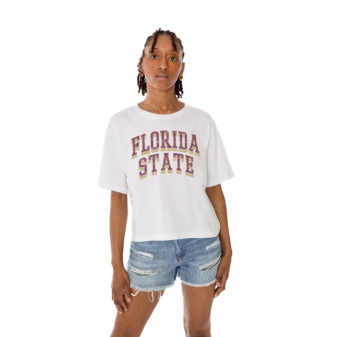 FSU Claim To Fame Boxy Crop Tee - White