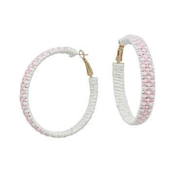 Raffia Checkered Weave Hoop Earring