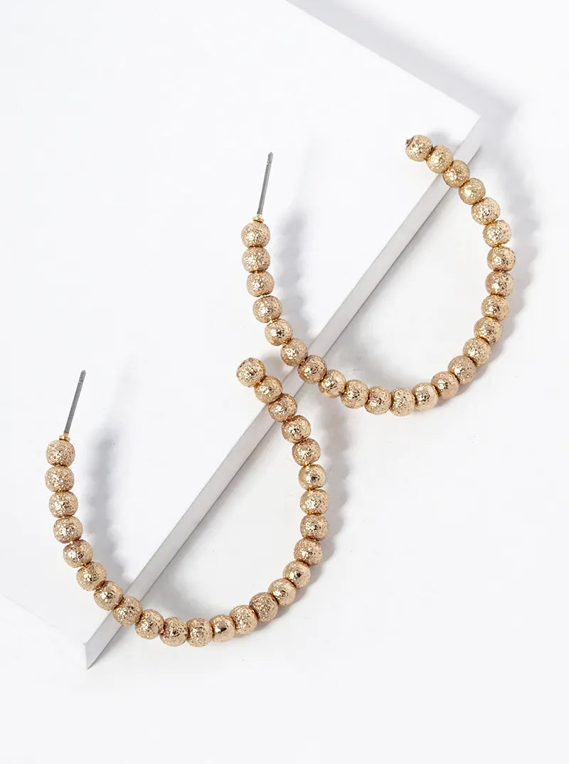 Textured Mini Beaded Hoop Earring