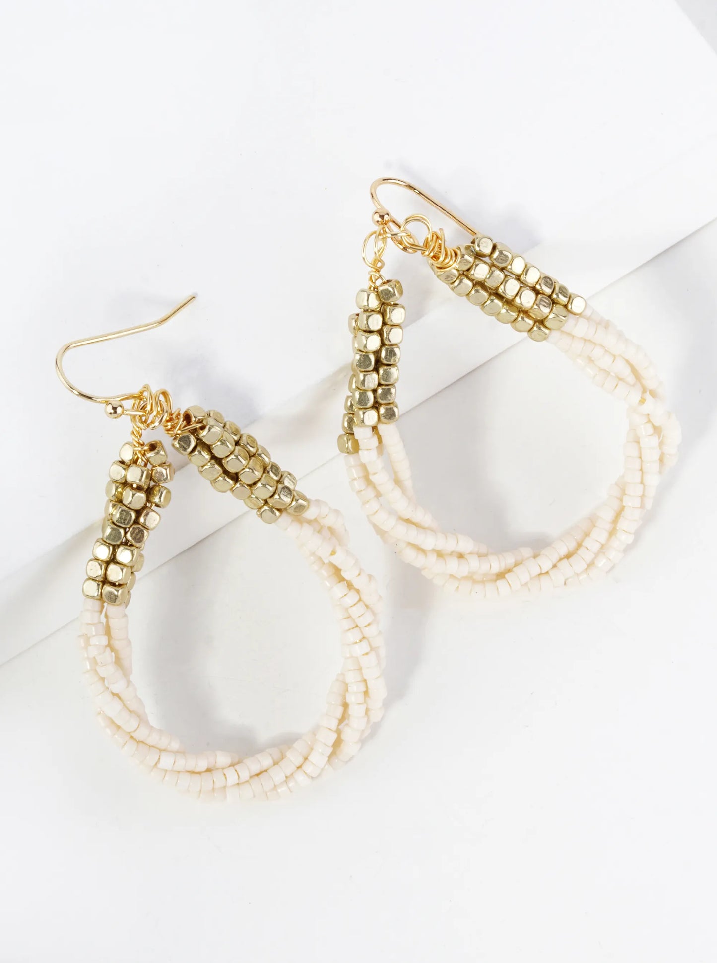 Twist Seed Bead Teardrop Earring