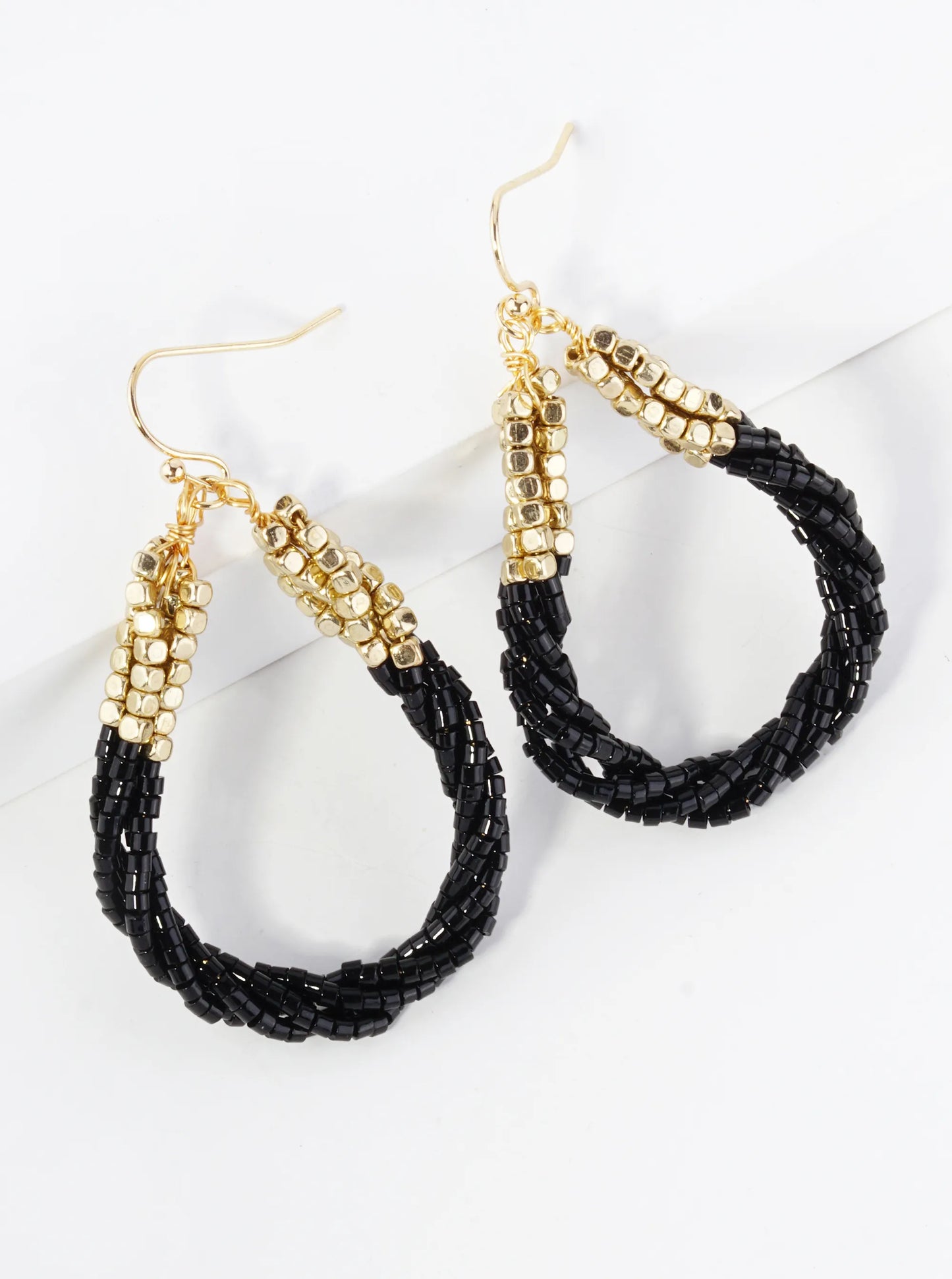 Twist Seed Bead Teardrop Earring