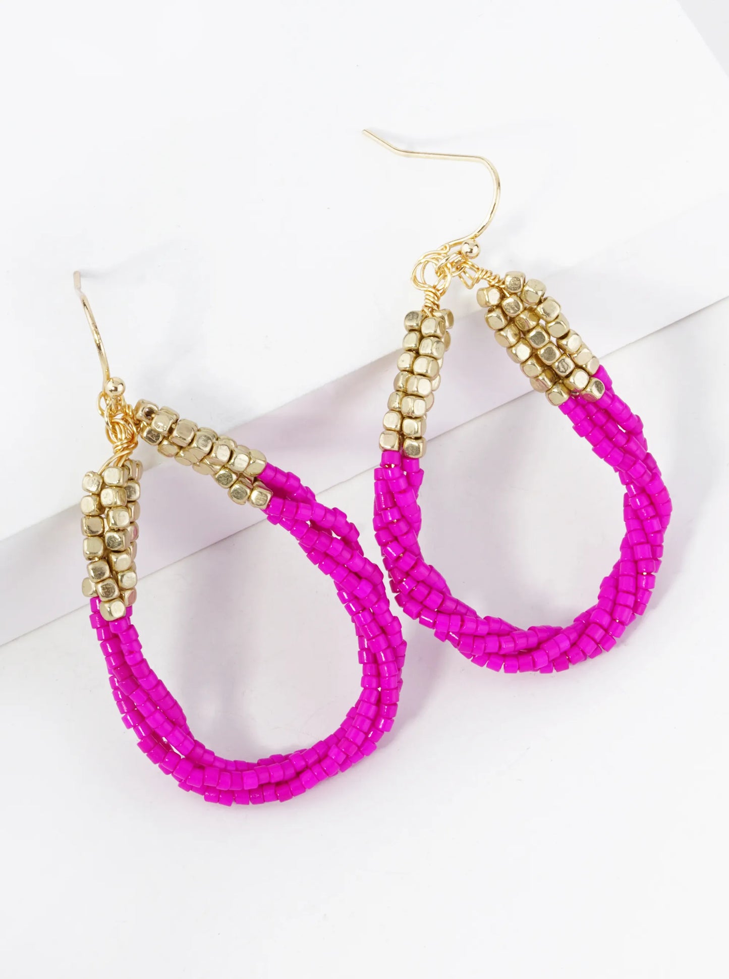 Twist Seed Bead Teardrop Earring