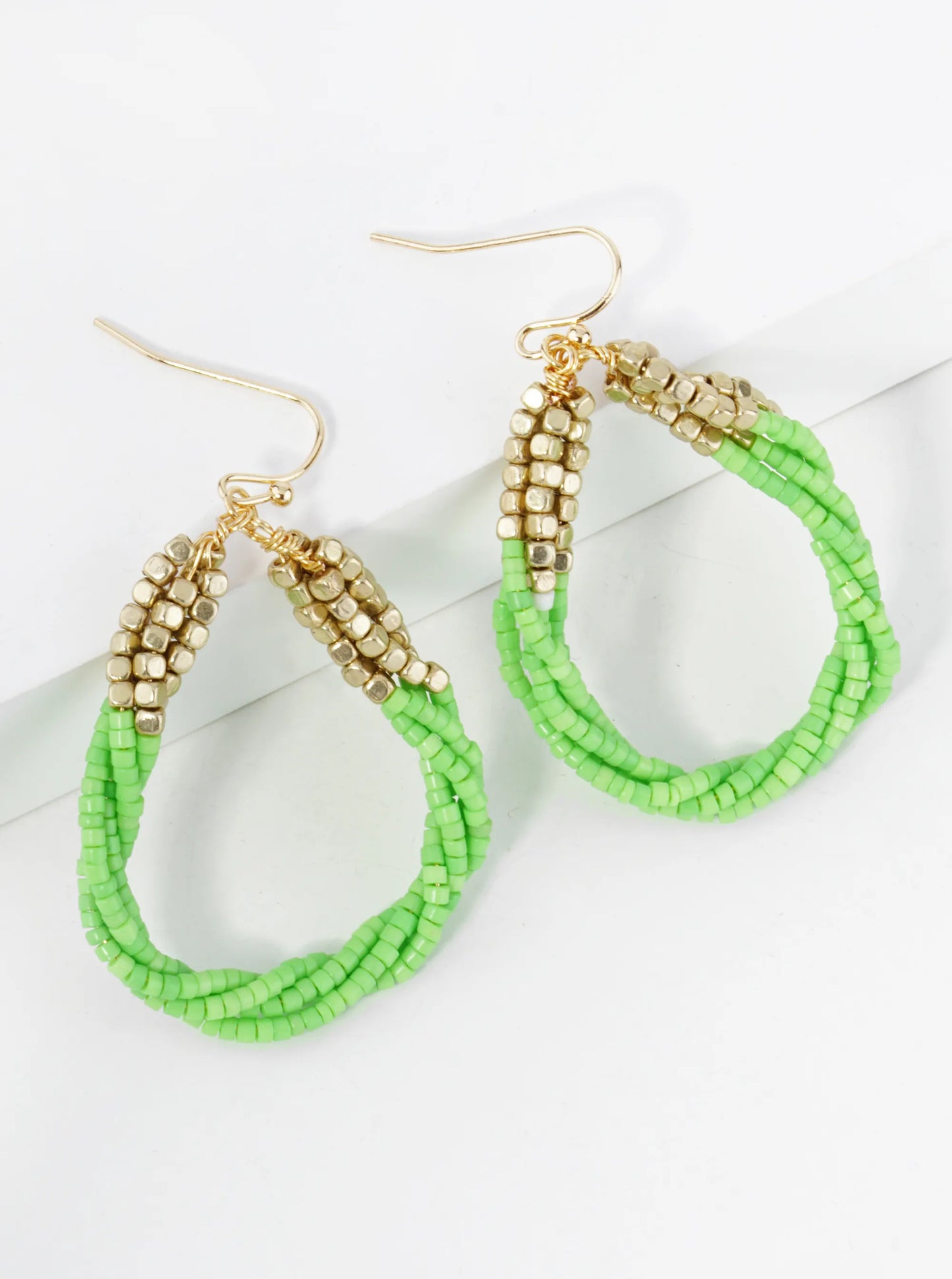 Twist Seed Bead Teardrop Earring