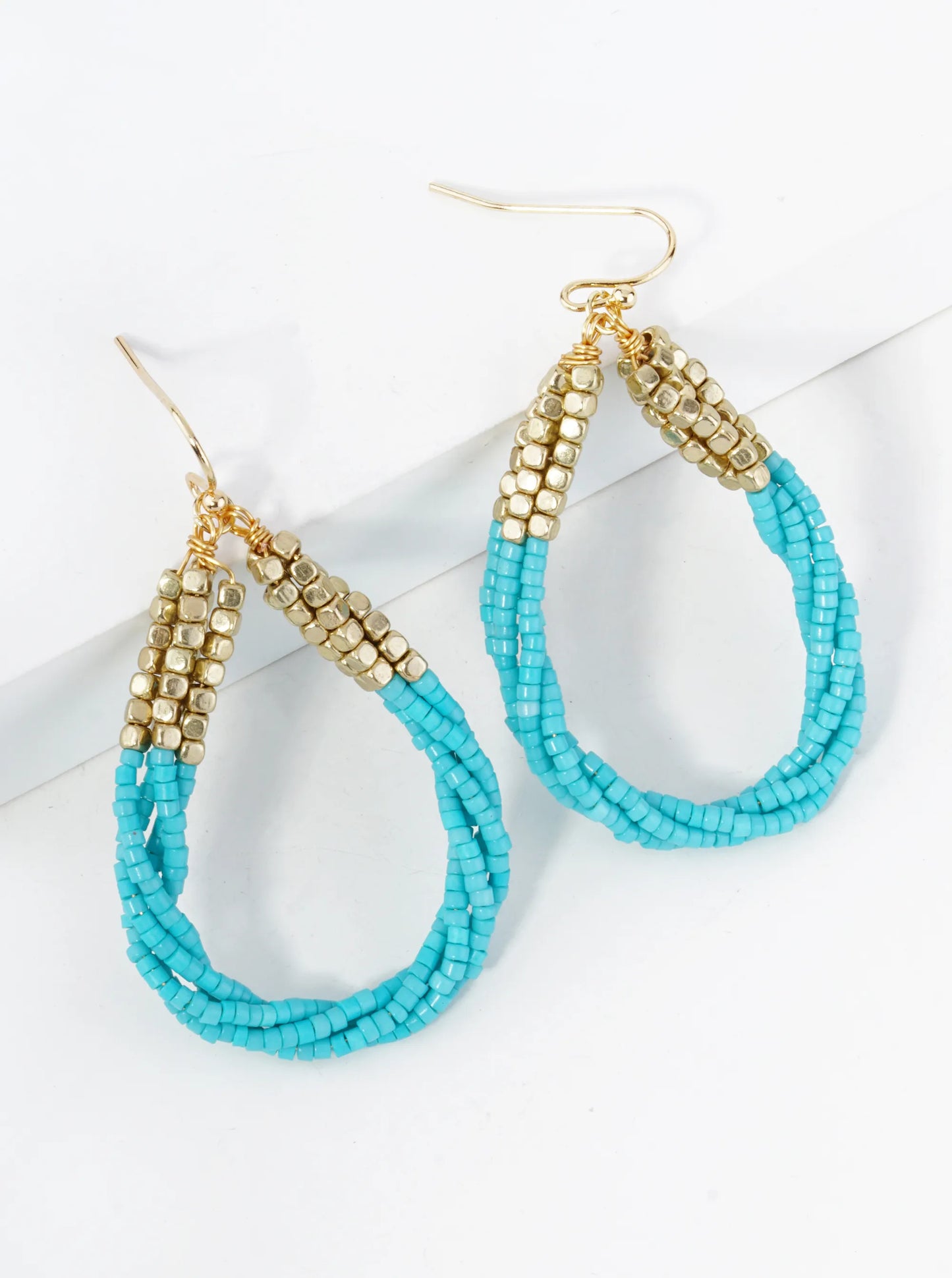 Twist Seed Bead Teardrop Earring