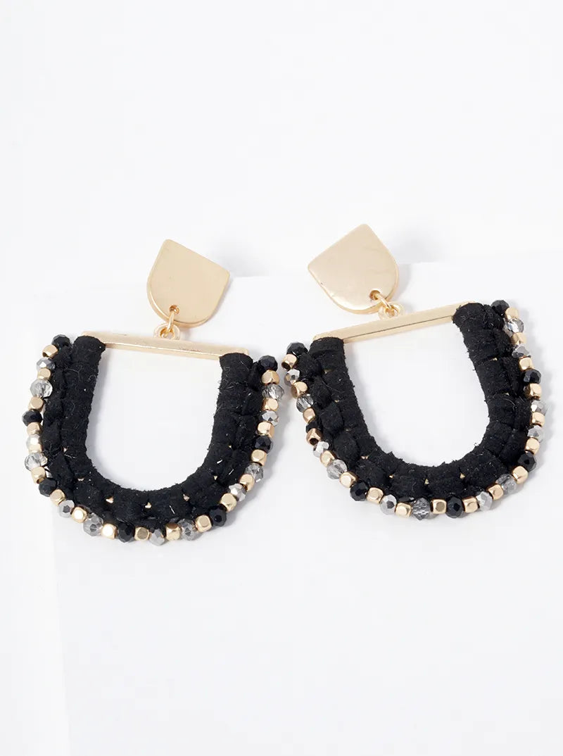 U Shaped Suede Wrapped Drop Earrings