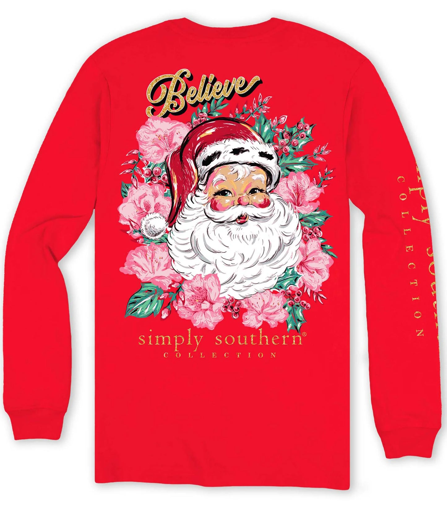 Floral Santa Long Sleeve T-Shirt By Simply Southern