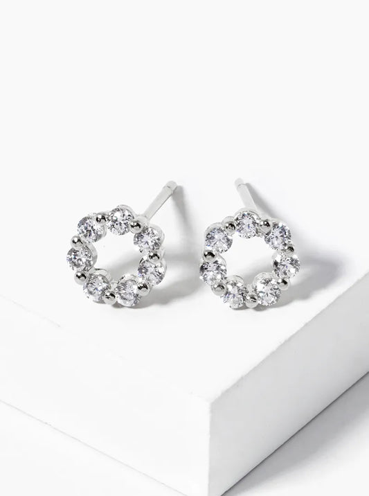 Pave Circle Stud Earring