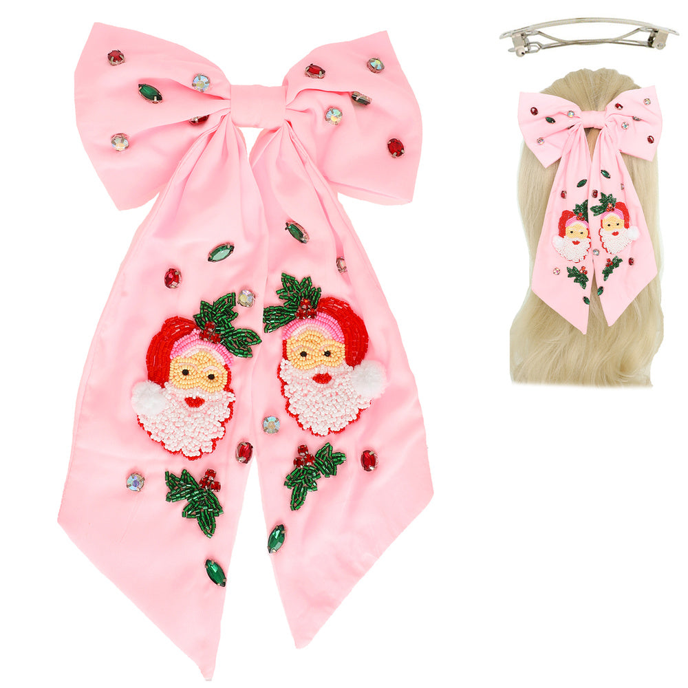 Santa Ribbon Bow Clip