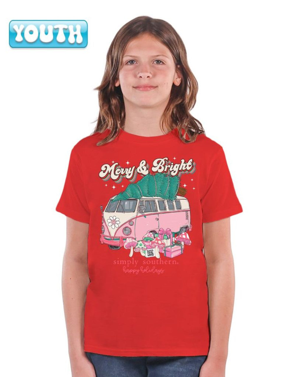 Merry & Bright T-Shirt By Simply Southern- Red