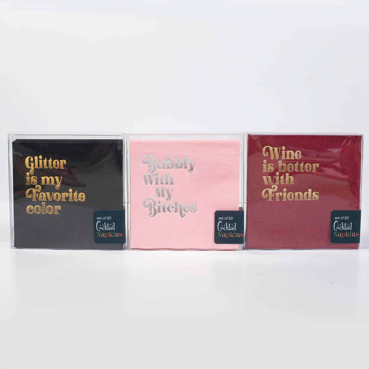 Wine is Better with Friends Gold Foil Cocktail Napkin