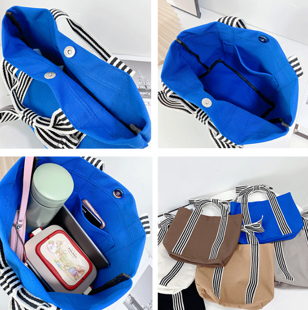Canvas Tote Bag Beach Bow Handle with Personalization