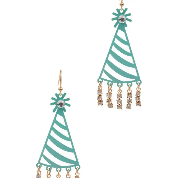 Metal & Rhinestone Birthday Hat Earring