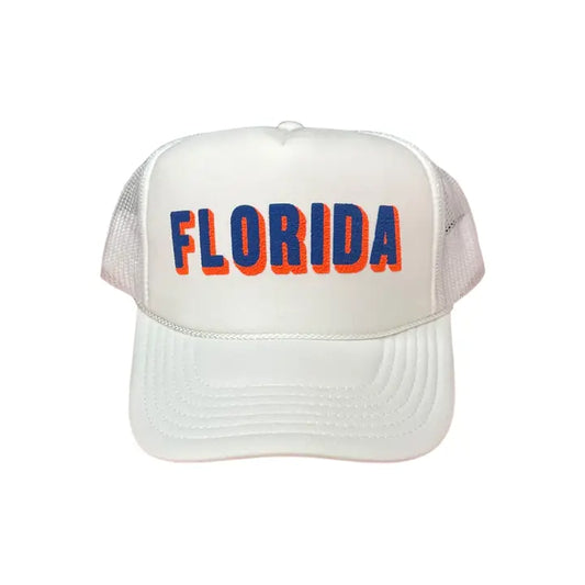 Florida Gators Puff Block Trucker Hat - White