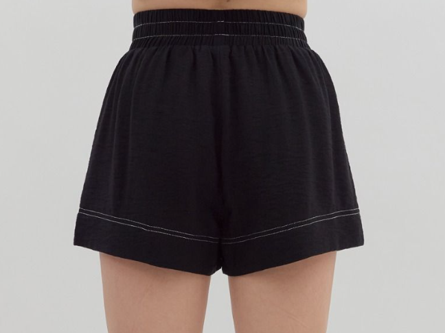 Solid Pull On Contrast Stitch Cargo Short