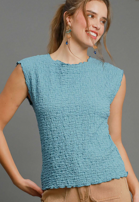 Solid Textured Sleeveless Top