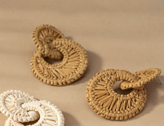 Raffia Woven Double Hoop Earring
