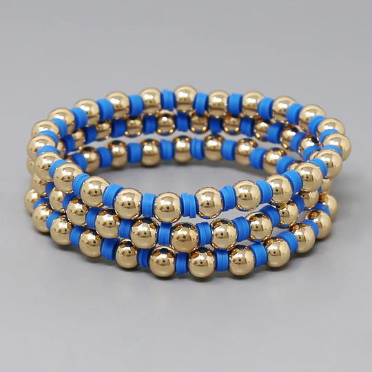 Metal Ball Beaded & Heishi Bracelet