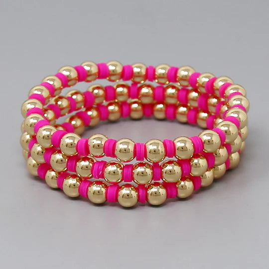 Metal Ball Beaded & Heishi Bracelet