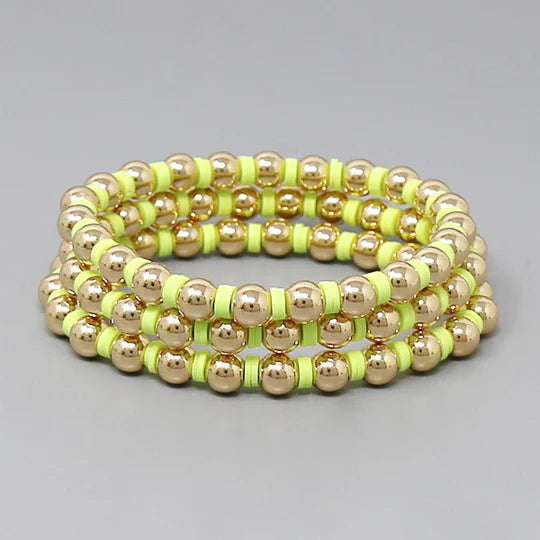 Metal Ball Beaded & Heishi Bracelet