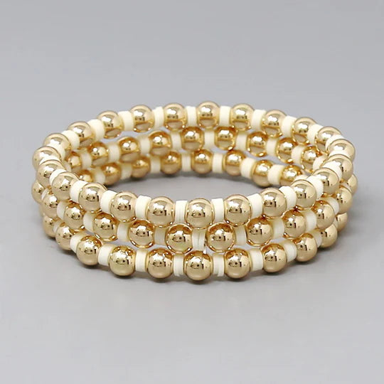 Metal Ball Beaded & Heishi Bracelet