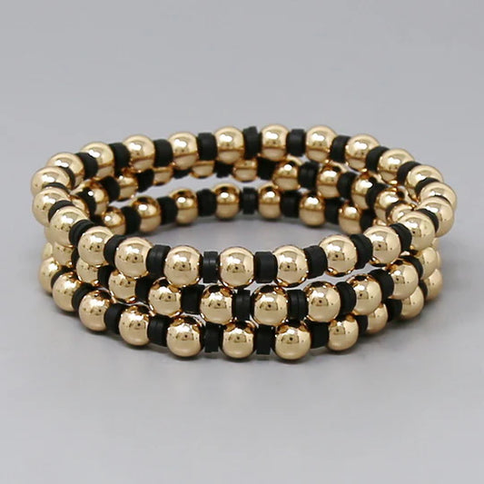 Metal Ball Beaded & Heishi Bracelet