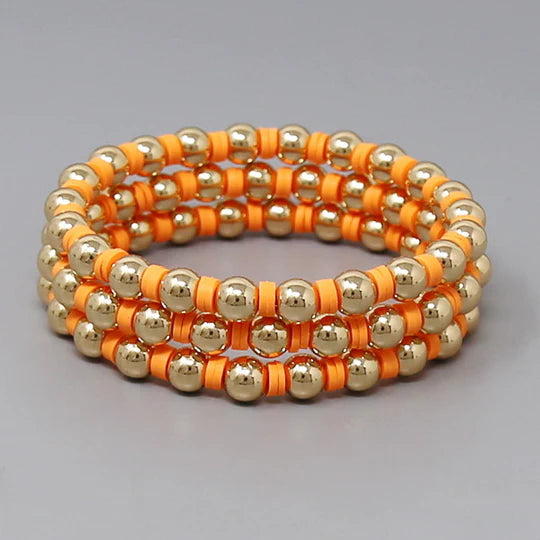 Metal Ball Beaded & Heishi Bracelet