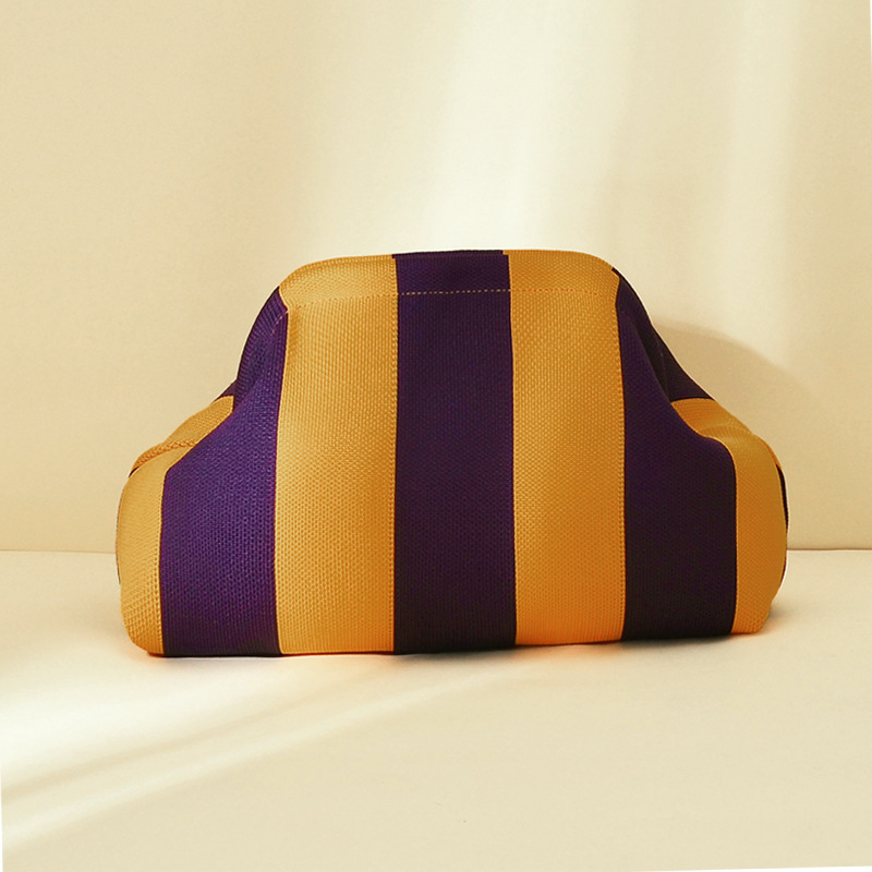 Color-block Striped Knit Cosmetic Bag with Personalization