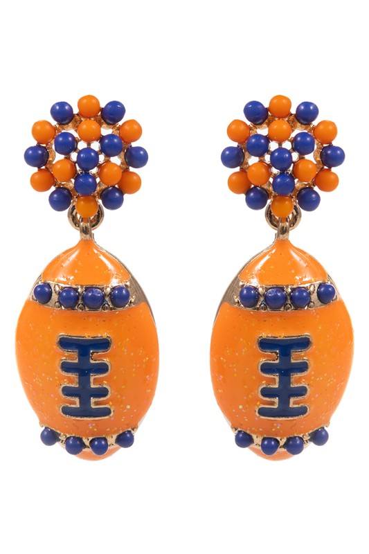 Enamel Football Beaded Post Earring
