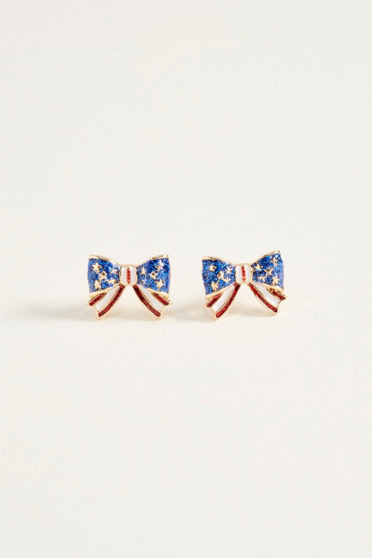 Stars & Stripes Bow Stud Earring-RWB