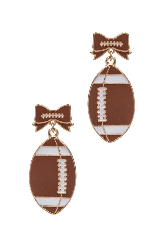 Enamel Bow Football Earring